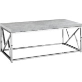 Coffee Table in Chrome with Grey Cement Look Top